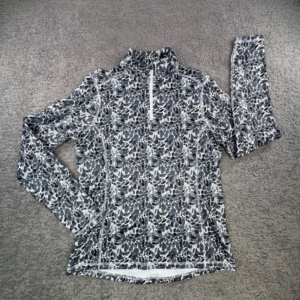 Hot Chillys Womens Gray Pebble‎ Print 1/4 Zip Base Layer Top HC9730P Medium